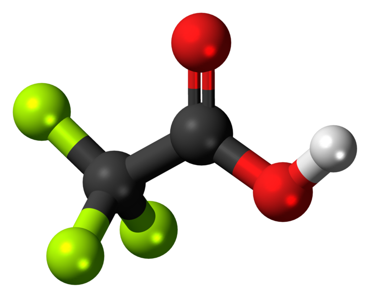 Ball and stick model of Trifluoroacetic acid
