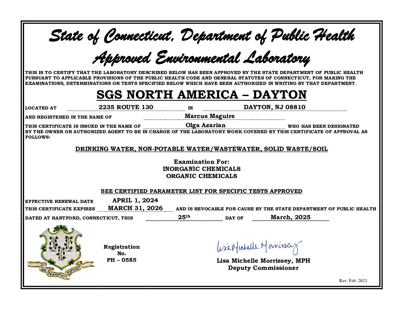 SGS Dayton Connecticut