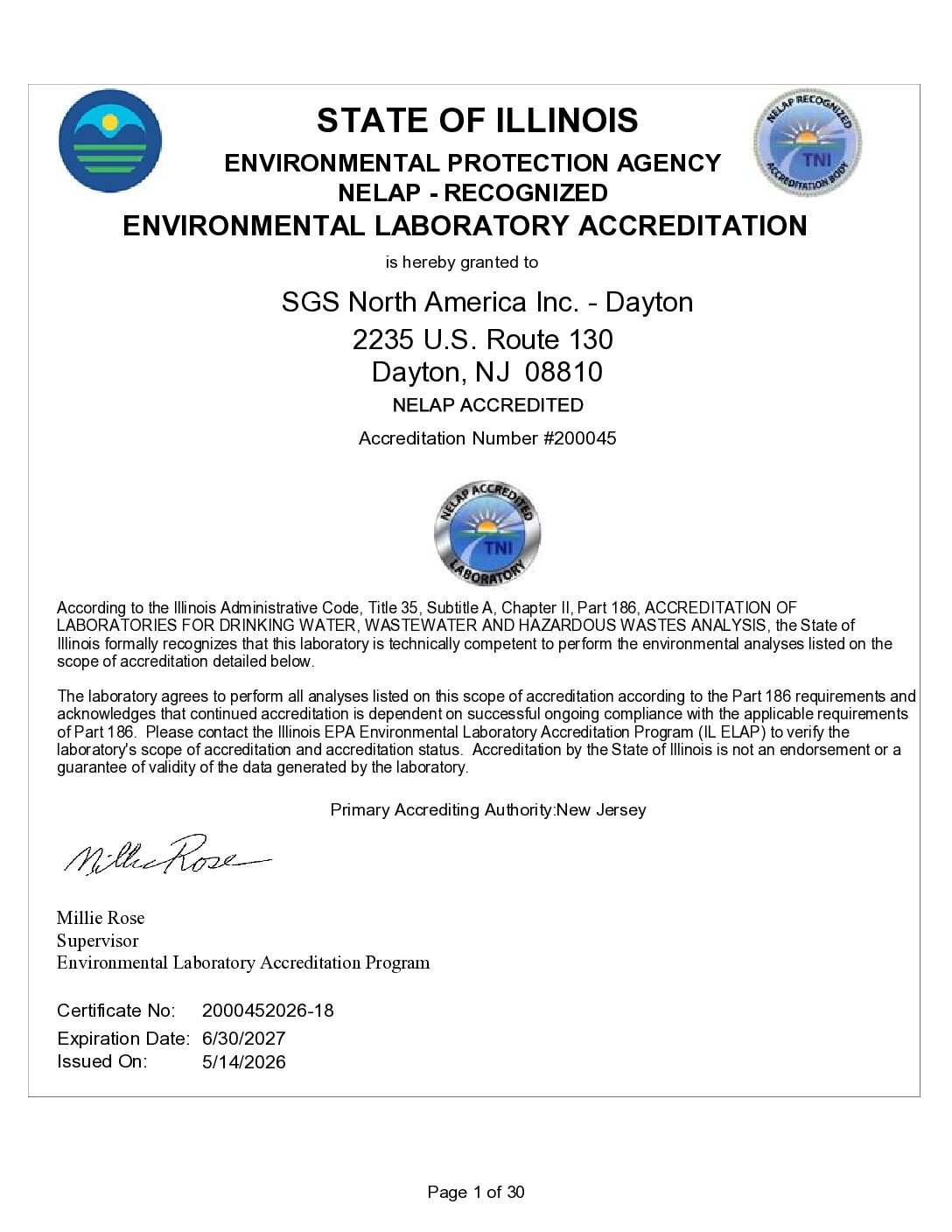 SGS Dayton Illinois