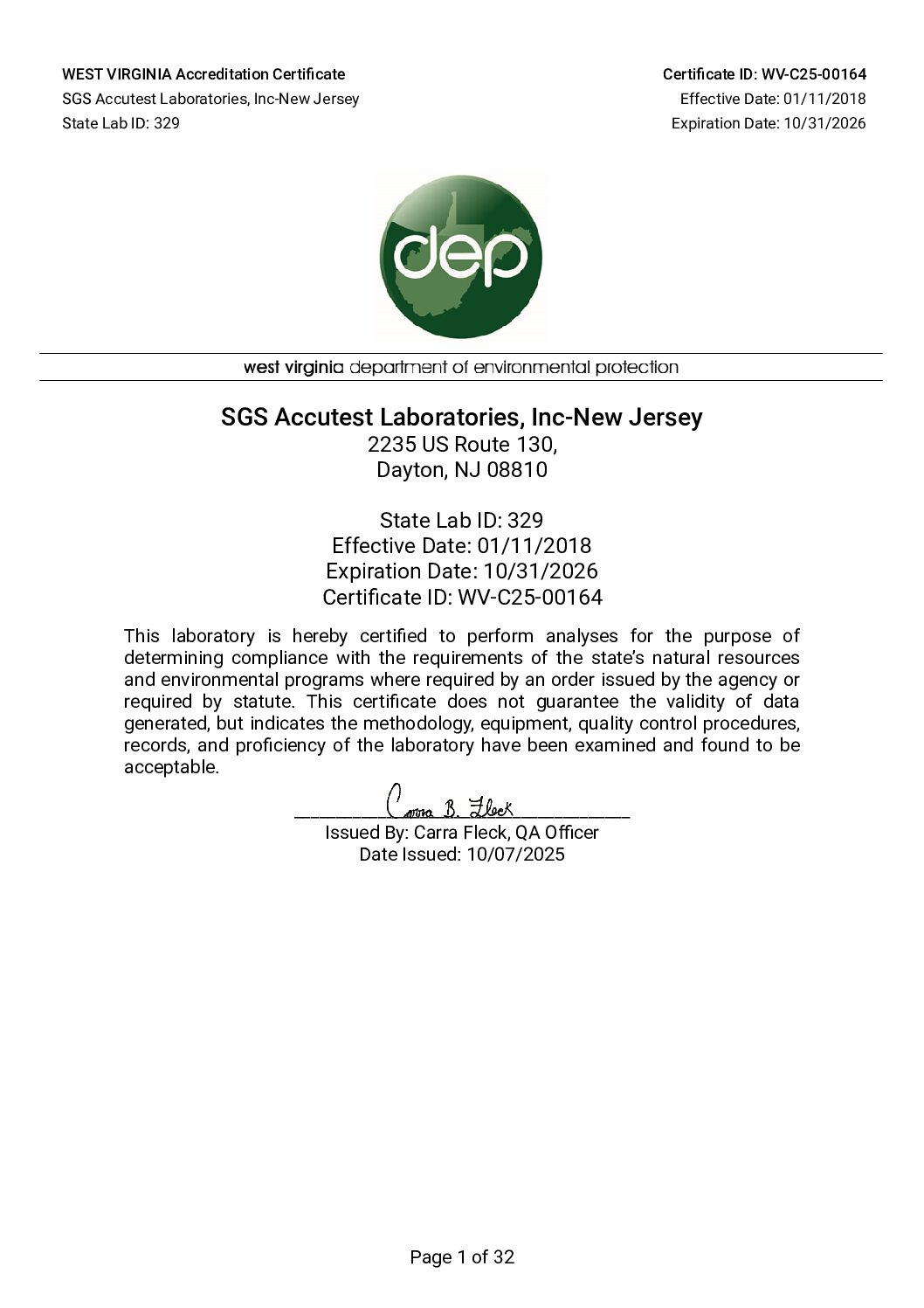 SGS Dayton West Virginia