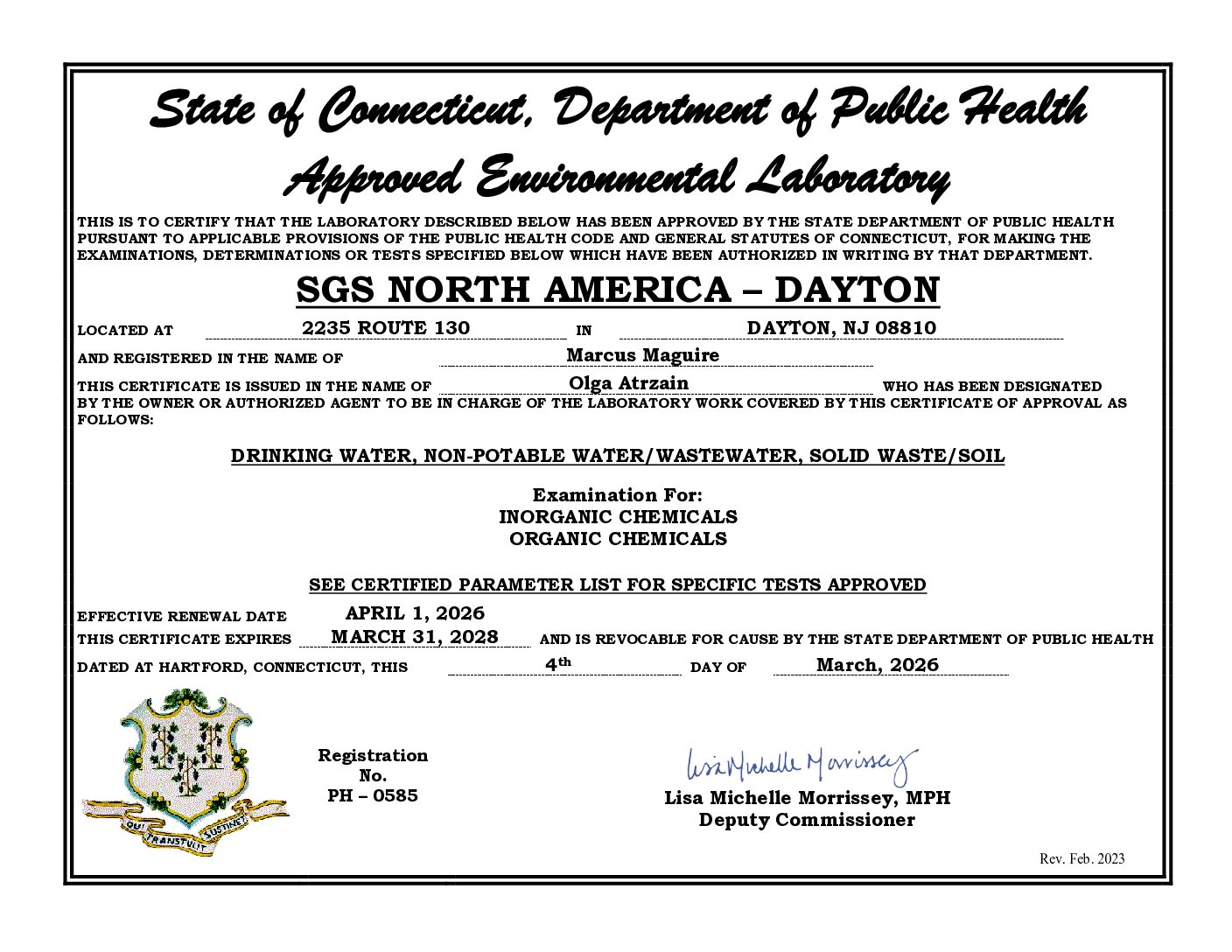 SGS Dayton Connecticut