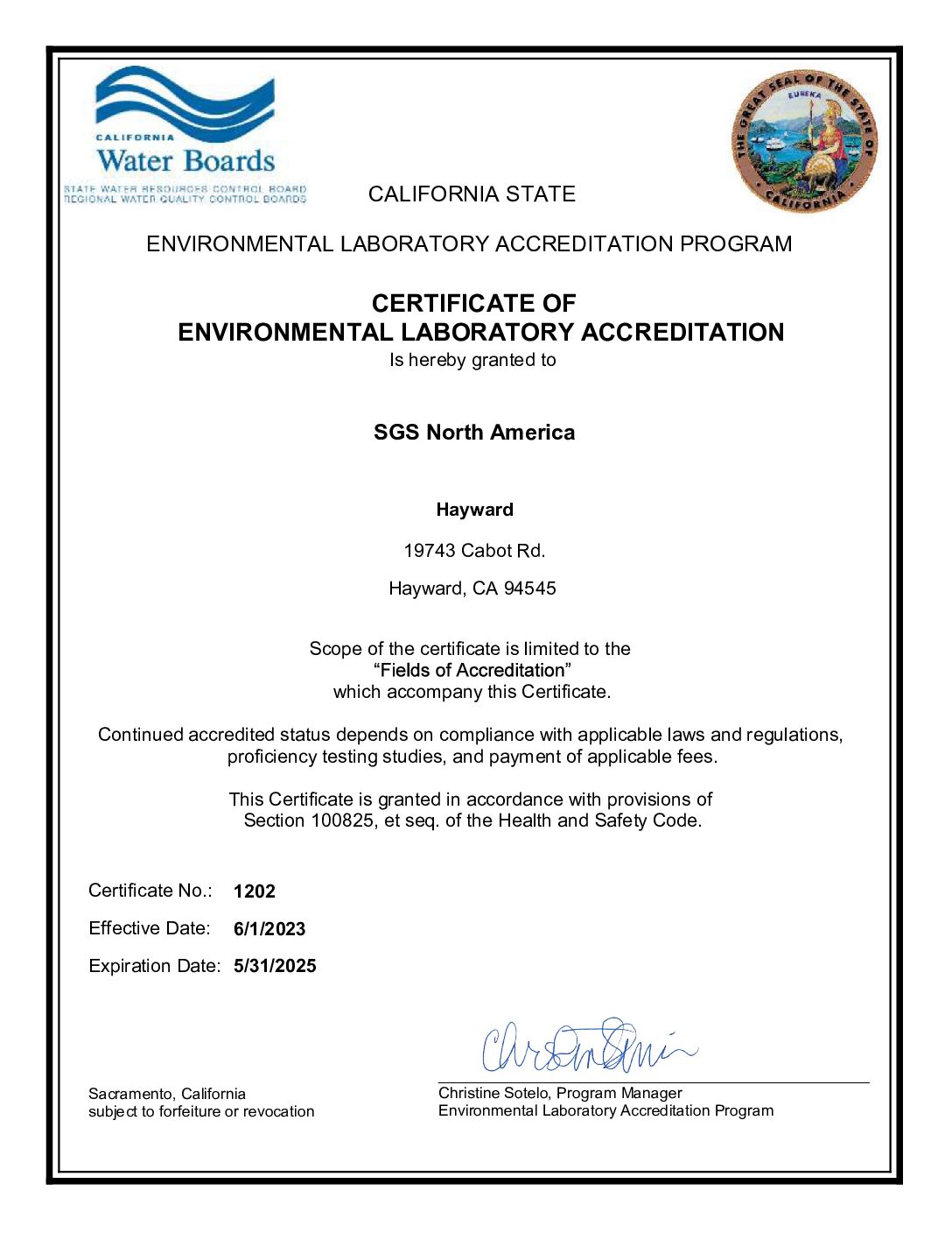 SGS Hayward California