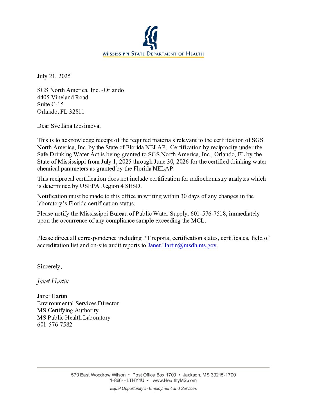 SGS Orlando Mississippi