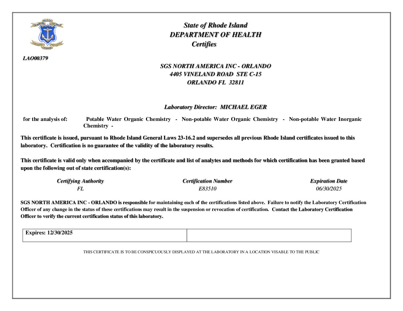 SGS Orlando Rhose Island