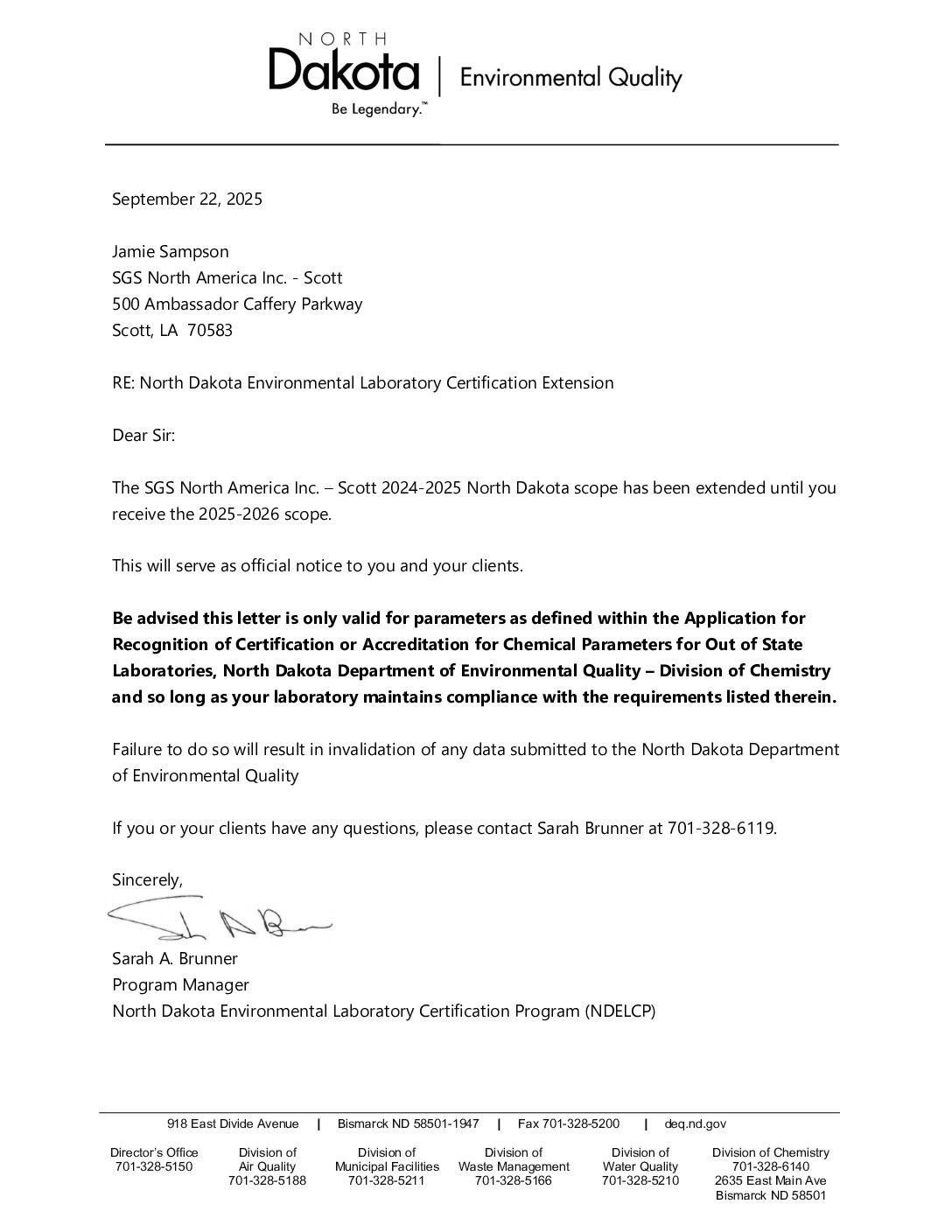 SGS Scott North Dakota