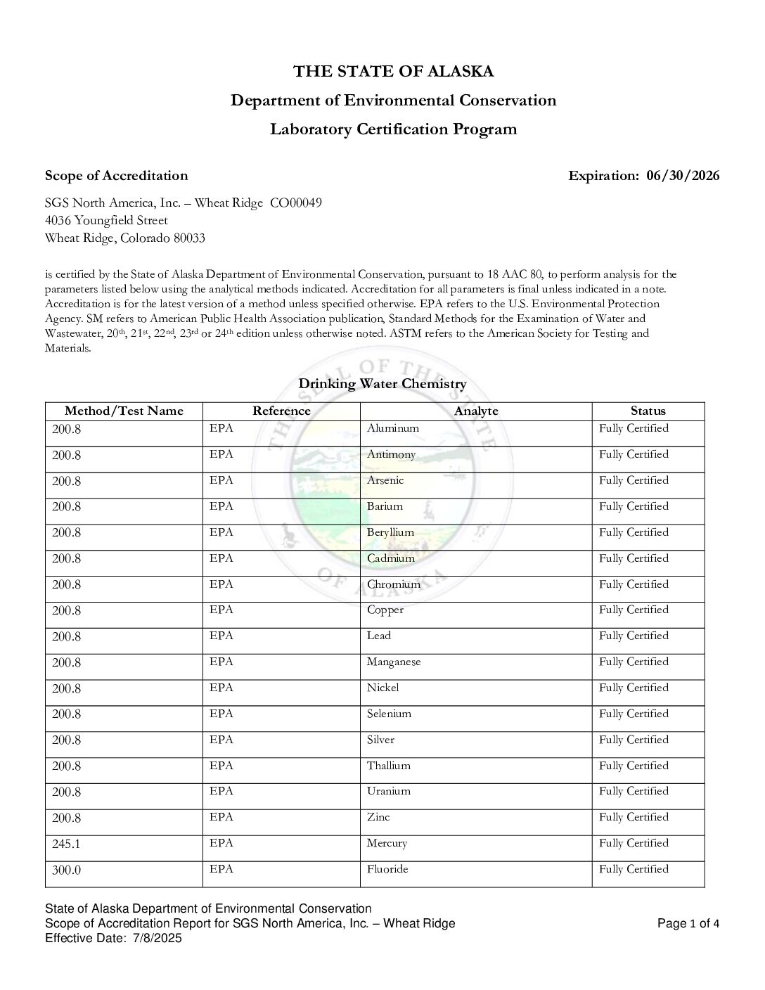 SGS Wheat Ridge Alaska DW