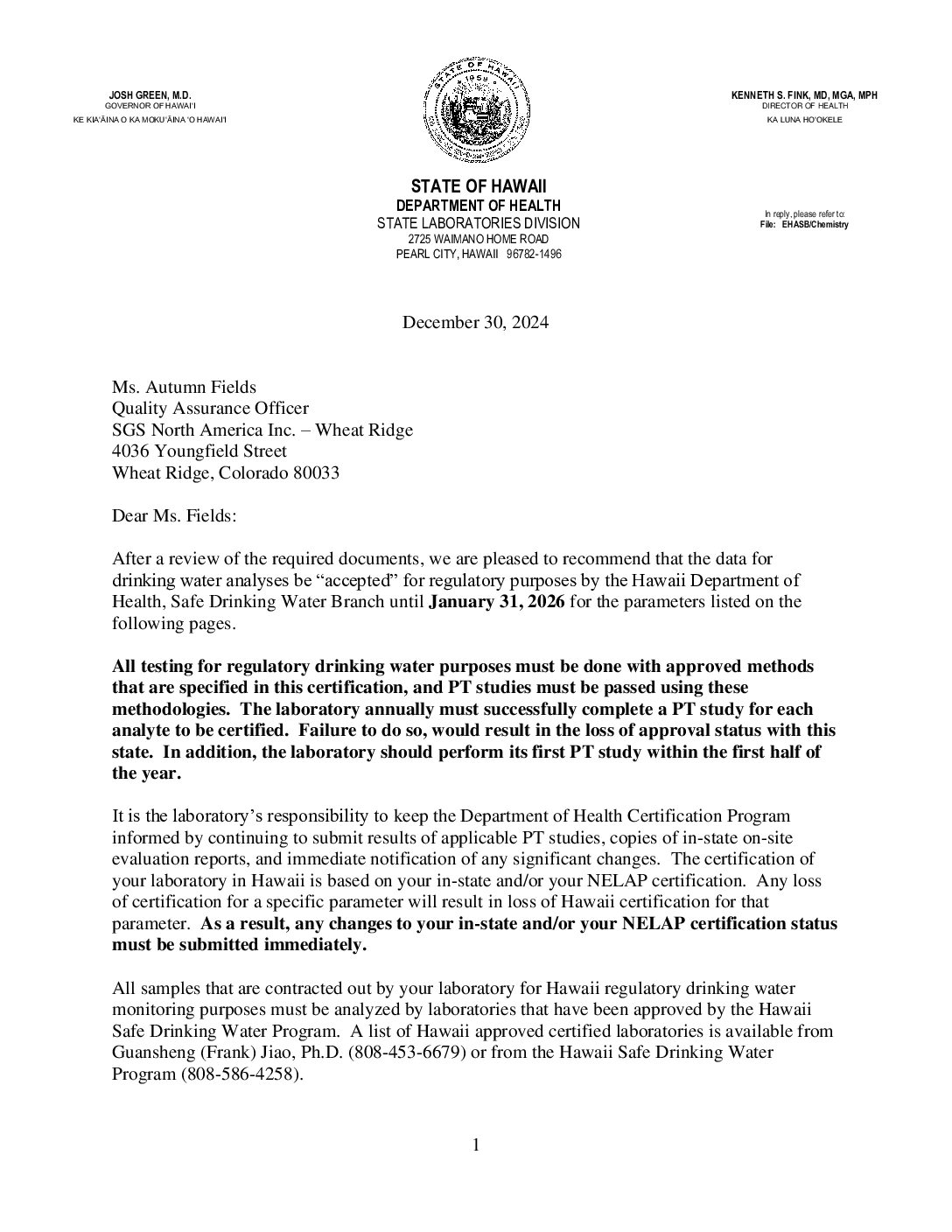 SGS Wheat Ridge Hawaii