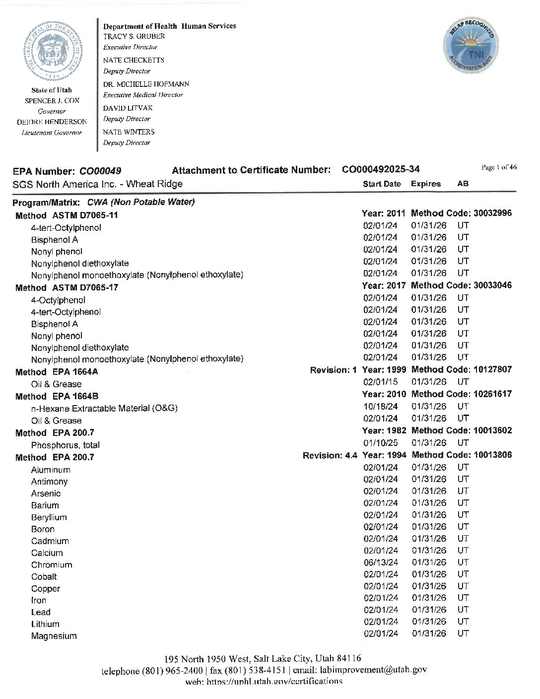 SGS Wheat Ridge Utah