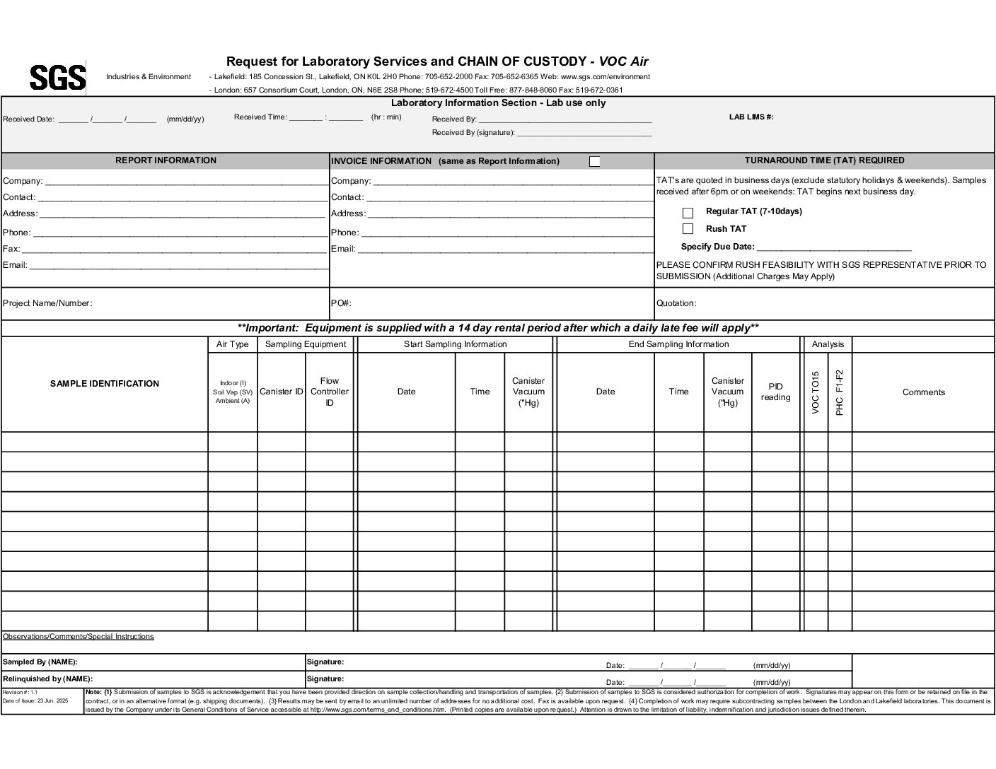 Lakefield VOC Air COC